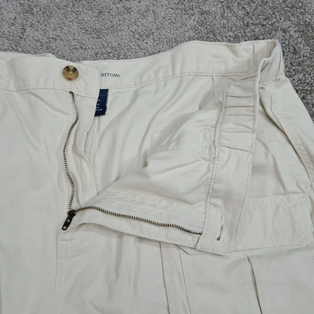 Croft & Barrow Mens Beige Khaki Cargo Shorts Size 42 Elastic Waist Cotton 7441